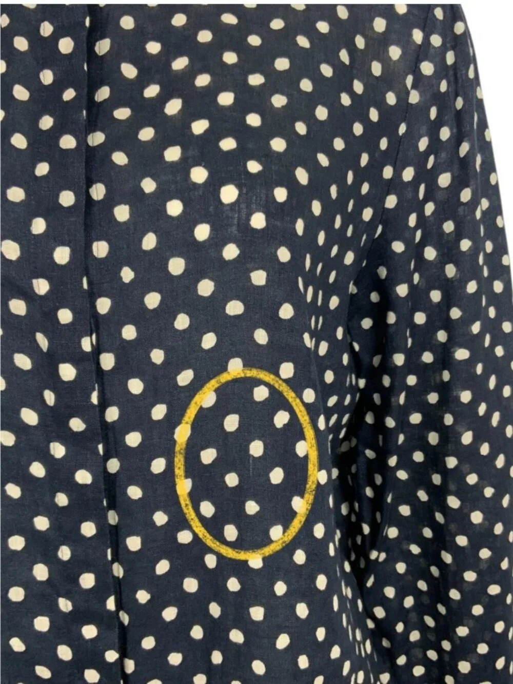 Lafayette 148 Linen Button Front Shirt L Blue Polka Dot - Picture 8 of 15